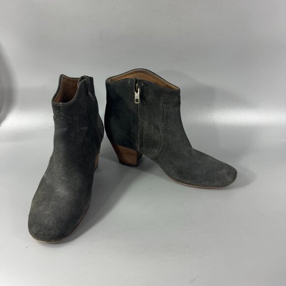 Isabel Marant Ladies Ashy Black Suede Dicker Ankle Boots Booties 37/ US 7 - Picture 1 of 13